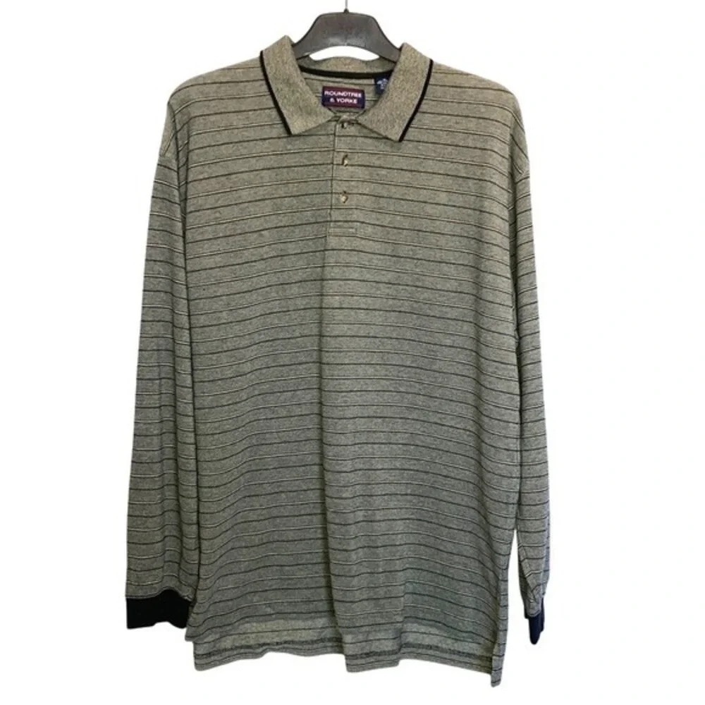 Roundtree & Yorke‎ Long Sleeved Striped Polo Men's Size XL